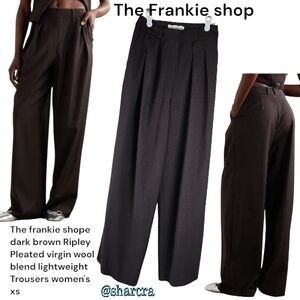 The Frankie Shop Women's Ripley relaxed Wide Leg Pleated Trouser Pant Brown XS